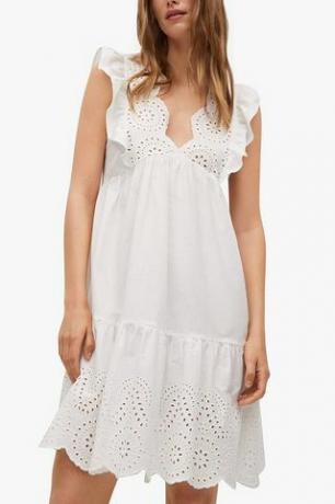 Mango Broderie Anglaise Detail Cotton Dress