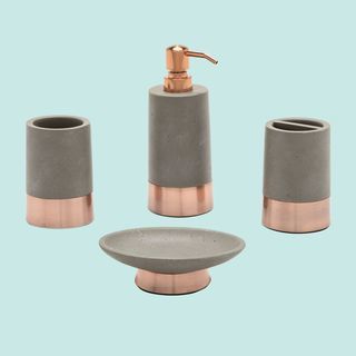 Modrn 4-Piece Beton dengan Copper Accent Bath Set Aksesori